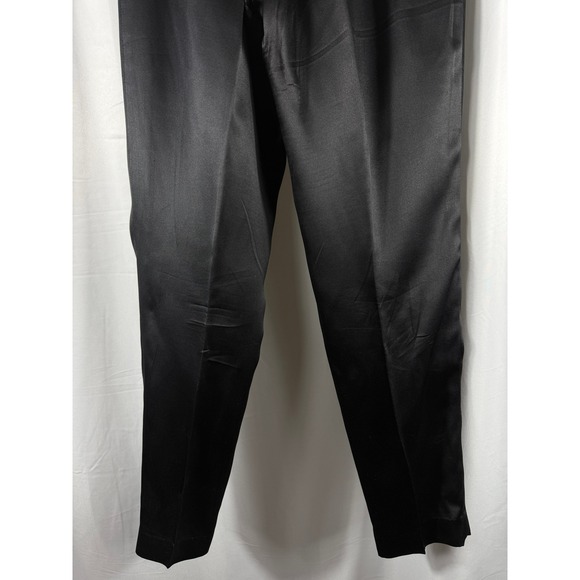 Pappagallo Vintage Black 100% Silk Pleated Dress Pants High Waist Size 4 - Picture 7 of 7